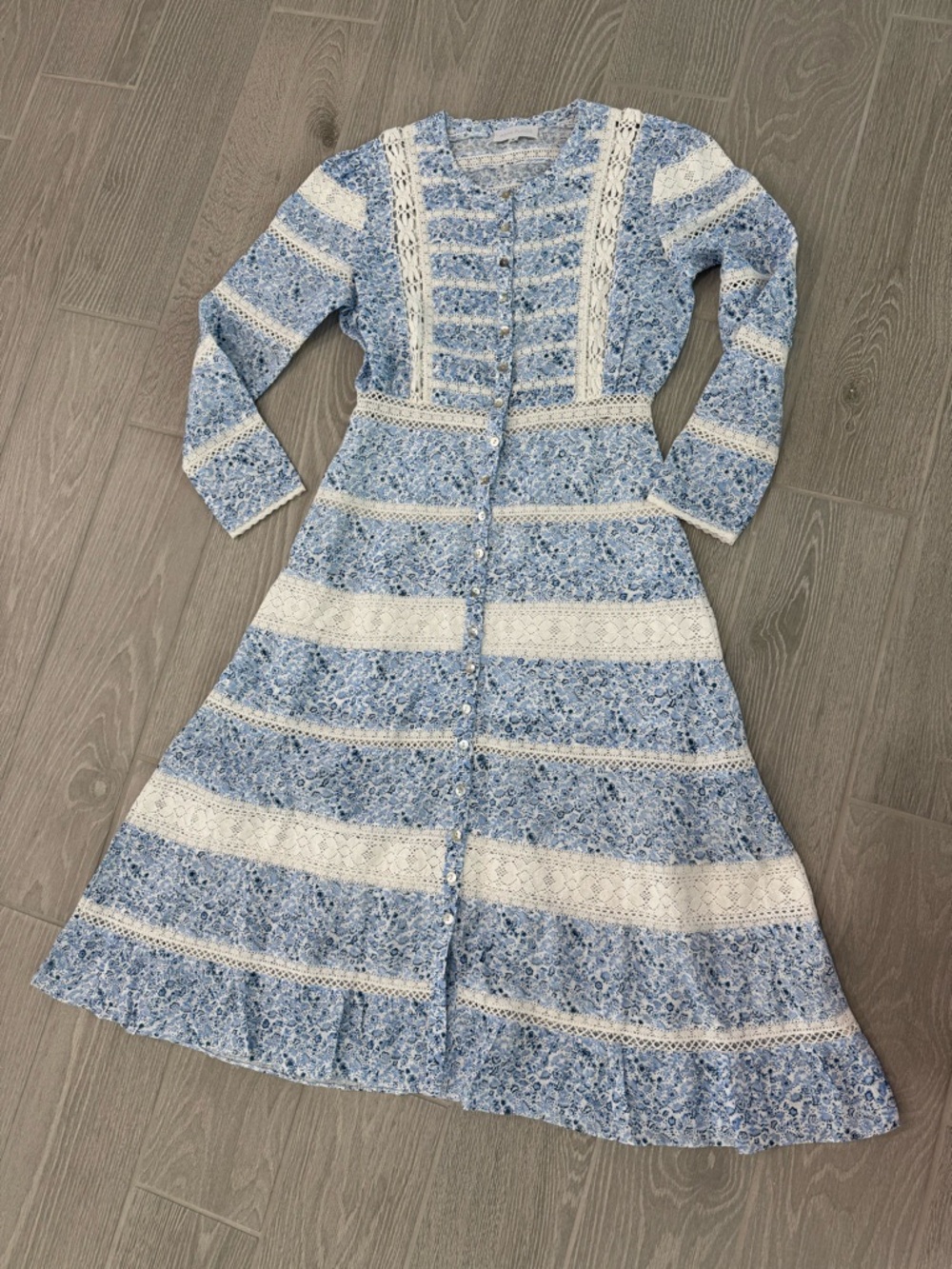 ASHA PLAGE Mimi Dress Blue Cotton Linen Size Small NWOT - Picture 3 of 6